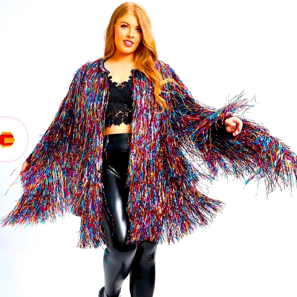 Rainbow Tinsel Fringe Jacket